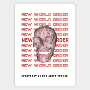 New world order skull typography Sticker